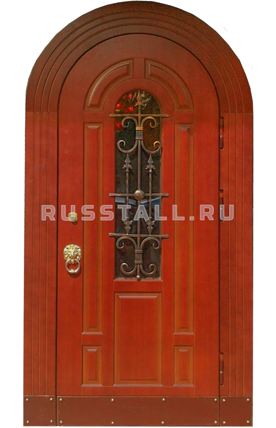 Металлическая двухстворчатая входная дверь RS139